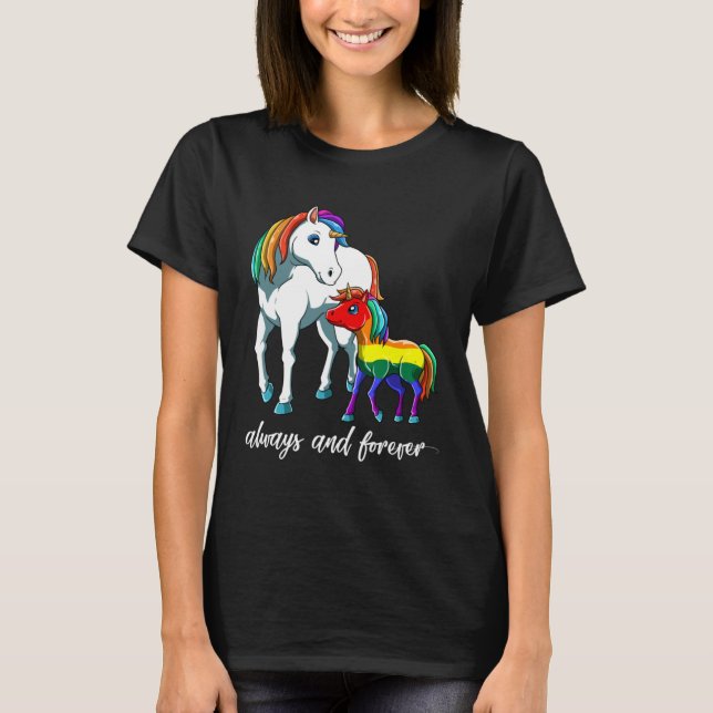 LGBTQ Daughter Son  Unicorn Mama T-Shirt (Front)