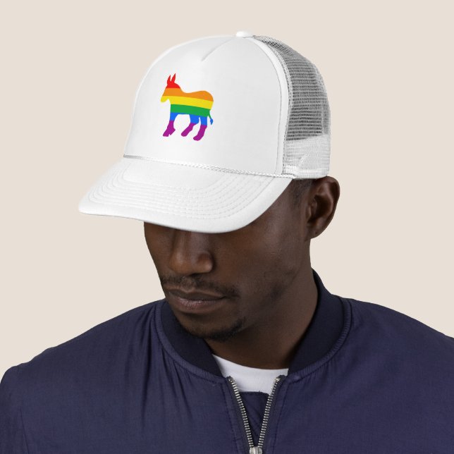 LGBTQ Democrat Pride Trucker Hat (In Situ)