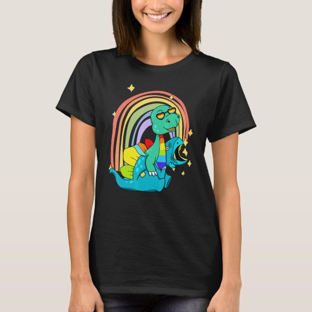 LGBTQ   Dinosaur   Rex Wearing Dino Costume T-Shirt (Front)
