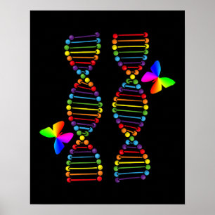 LGBTQ DNA Rainbow Flag Butterfly Gay Pride Month L Poster