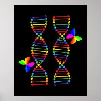 LGBTQ DNA Rainbow Flag Butterfly Gay Pride Month L Poster