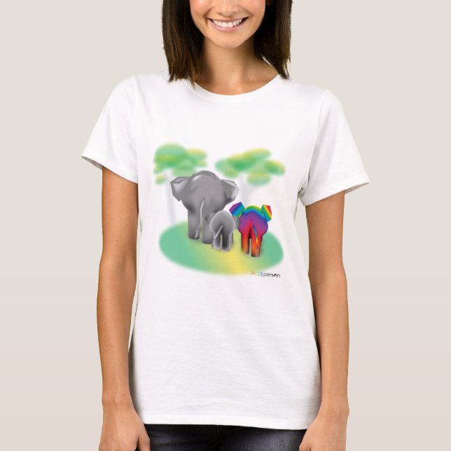 LGBTQ Elephant Family -"Every Families Got One" T-Shirt (Front)