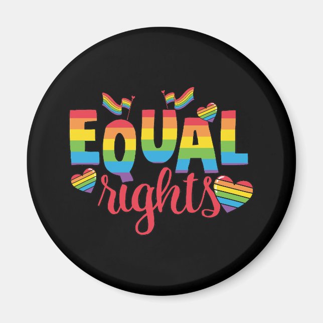 LGBTQ - Equal Rights - Rainbow Colours Magnet (Front)