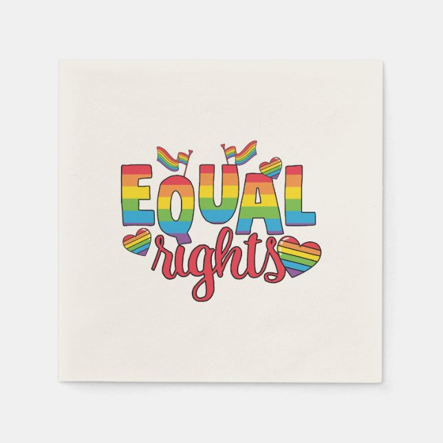 LGBTQ - Equal Rights - Rainbow Colours Napkin (Front)
