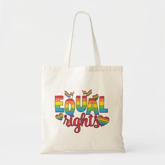 LGBTQ - Equal Rights - Rainbow Colours Tote Bag (Front)