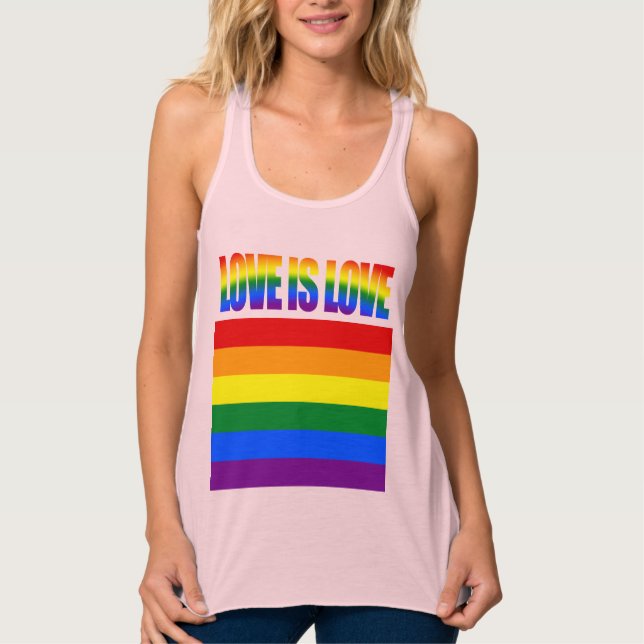 LGBTQ Equality Love LGBT Rainbow Flag Gay Pride Singlet (Front)