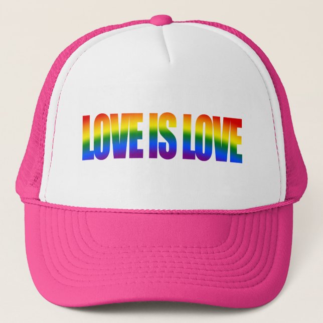 LGBTQ Equality Love LGBT Rainbow Flag Gay Pride Trucker Hat (Front)