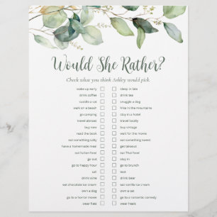 LGBTQ Eucalyptus Bridal Shower Games Flyer