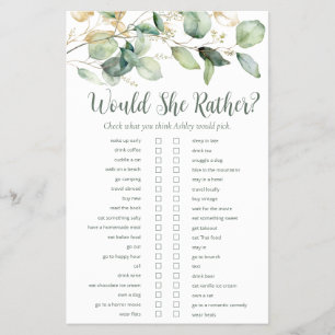 LGBTQ Eucalyptus Bridal Shower Games Flyer