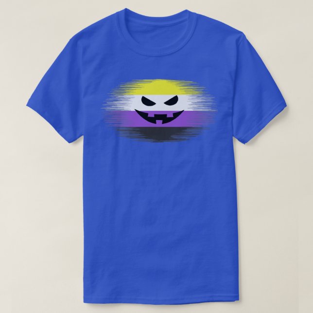 LGBTQ Fall Halloween Nonbinary Pumpkin Jack O Lant T-Shirt (Design Front)