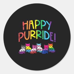 Lgbtq flag cats happy purride gay pride month ally classic round sticker