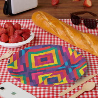 LGBTQ flag colours pattern 1 Paper Plate