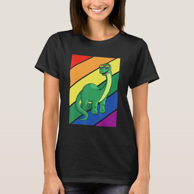LGBTQ Flag Gay Pride Month Rainbow Dinosaurs LGBT  T-Shirt (Front)