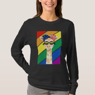 Lgbtq Flag Gay Pride Month Rainbow Giraffe With Lg T-Shirt