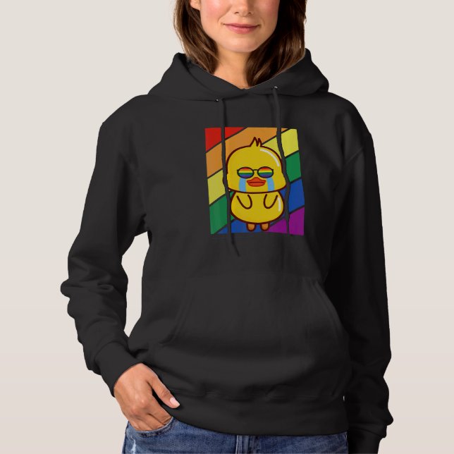 LGBTQ Flag Gay Pride Month Rainbow Sad Duck LGBT G Hoodie (Front)