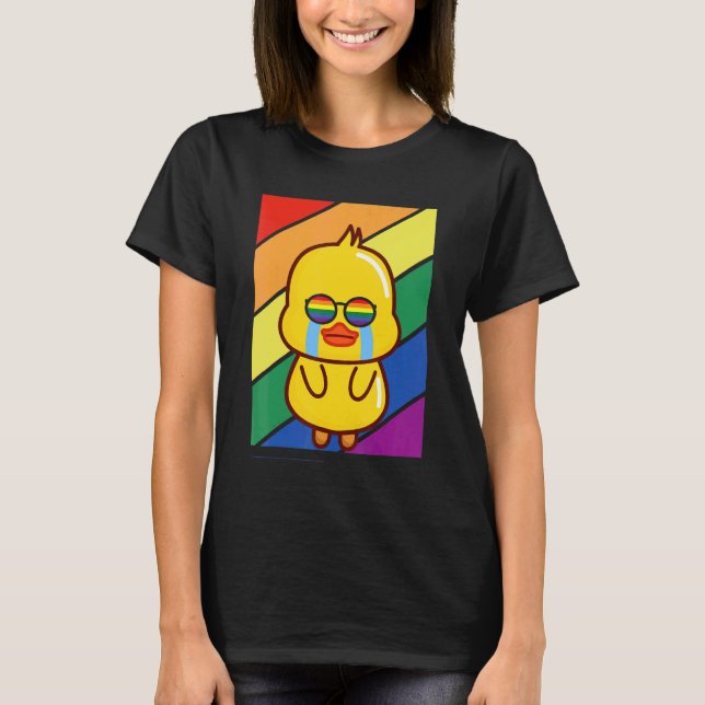 LGBTQ Flag Gay Pride Month Rainbow Sad Duck LGBT G T-Shirt (Front)