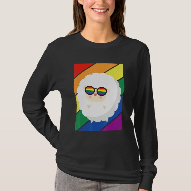 LGBTQ Flag Gay Pride Month Rainbow Sheep With LGBT T-Shirt (Front)