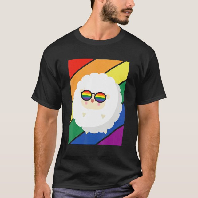 LGBTQ Flag Gay Pride Month Rainbow Sheep With LGBT T-Shirt (Front)
