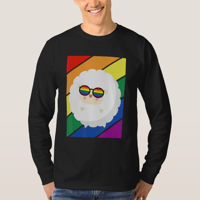 LGBTQ Flag Gay Pride Month Rainbow Sheep With LGBT T-Shirt (Front)