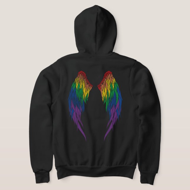 LGBTQ Flag - Halo - Wings Hoodie (Laydown Back)