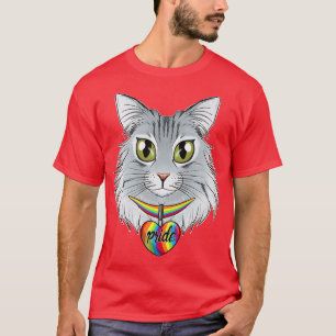 LGBTQ Flag I Gay Pride Flag I Norwegian Forest Cat T-Shirt