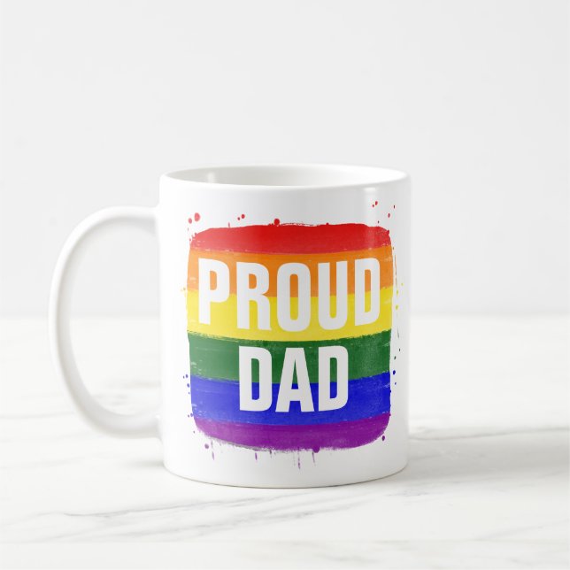 LGBTQ Flag Proud Dad Coffee Mug (Left)
