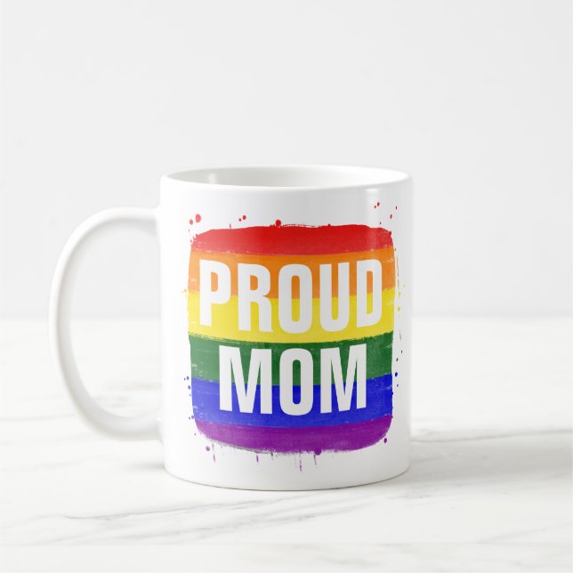 LGBTQ Flag Proud Mum Coffee Mug (Left)