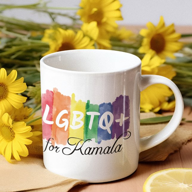 LGBTQ for Kamala Rainbow Gay Pride Coffee Mug (Creator Uploaded)