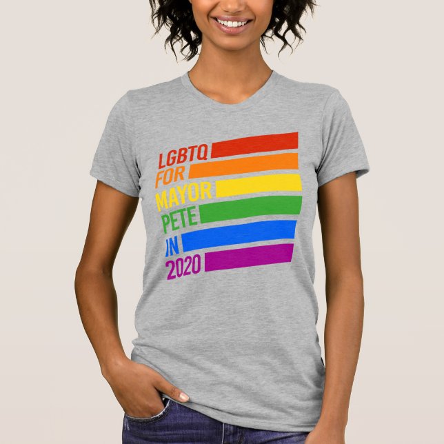 LGBTQ For Mayor Pete 2020 T-Shirt (Front)