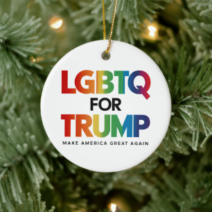 LGBTQ FOR TRUMP GAY LESBIAN FOR TRUMP 2024 CERAMIC TREE DECORATION