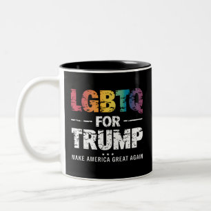 LGBTQ FOR TRUMP GAY LESBIAN FOR TRUMP 2024 Two-Tone COFFEE MUG