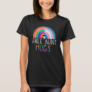 Lgbtq Free Aunt Hugs Gay Pride Lgbt Ally Rainbow W T-Shirt