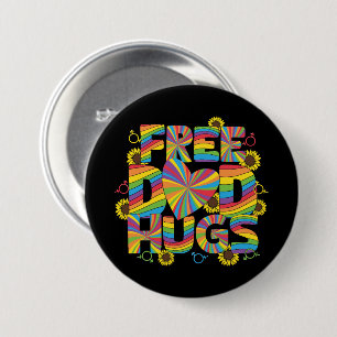 LGBTQ - Free Dad Hugs - Rainbow Colour 7.5 Cm Round Badge