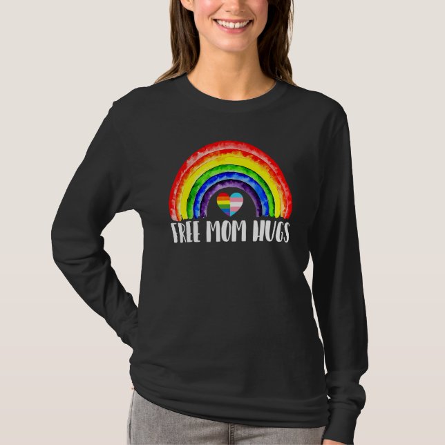 Lgbtq Free Mum Hugs Gay Pride Lgbt Ally Rainbow Mo T-Shirt (Front)