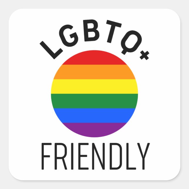 lgbtq friendly flag homosexual rainbow hope symbol square sticker (Front)