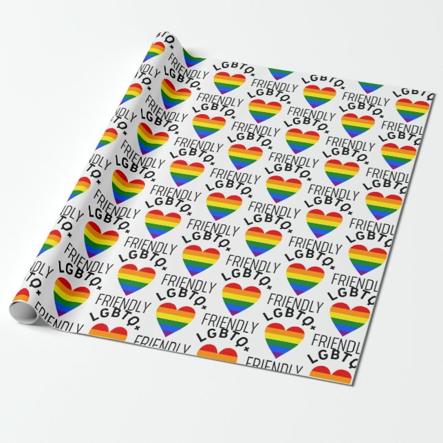 lgbtq friendly pride flag symbol love gay lgbt rai wrapping paper (Unrolled)
