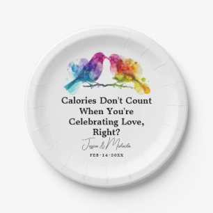 🌈 LGBTQ+ funny Rainbow Lovebirds Paper Plate