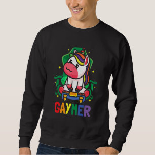 LGBTQ Gaming Lesbian Gamer Gaymer Unicorn Rainbow Sweatshirt
