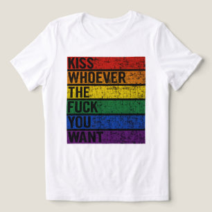 LGBTQ Gay Lesbian Pride Month T-shirt Kiss Whoever Tri-Blend Shirt
