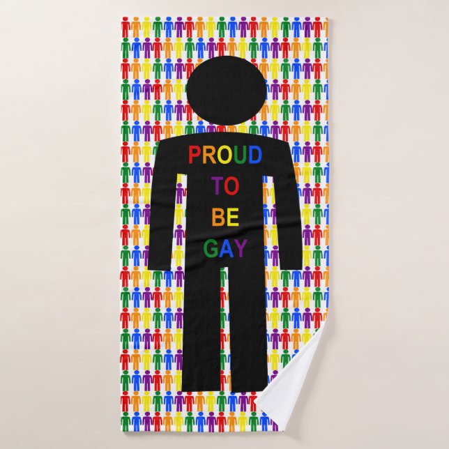 LGBTQ Gay Man Silhouette and Rainbow Men Bath Towel (Bath Towel)