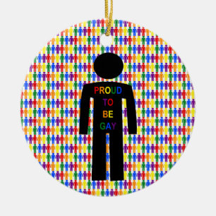 LGBTQ Gay Man Silhouette and Rainbow Men Ceramic Tree Decoration