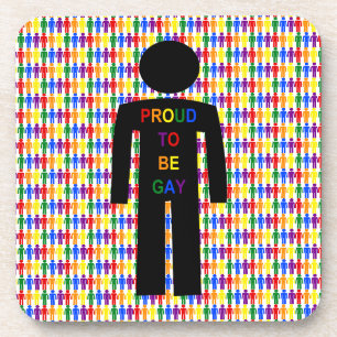 LGBTQ Gay Man Silhouette and Rainbow Men Coaster