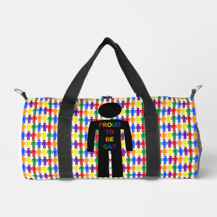 LGBTQ Gay Man Silhouette and Rainbow Men Duffle Bag