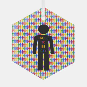 LGBTQ Gay Man Silhouette and Rainbow Men Glass Tree Decoration