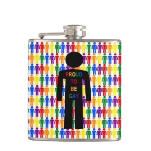 LGBTQ Gay Man Silhouette and Rainbow Men Hip Flask