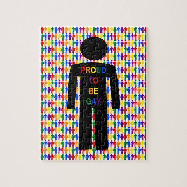LGBTQ Gay Man Silhouette and Rainbow Men Jigsaw Puzzle (Vertical)