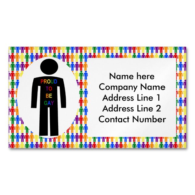 LGBTQ Gay Man Silhouette and Rainbow Men Magnetic Business Card (Front)