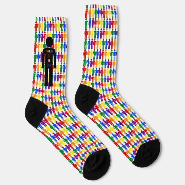LGBTQ Gay Man Silhouette and Rainbow Men Patterned Socks (Right)