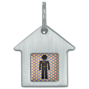 LGBTQ Gay Man Silhouette and Rainbow Men Pet ID Tag