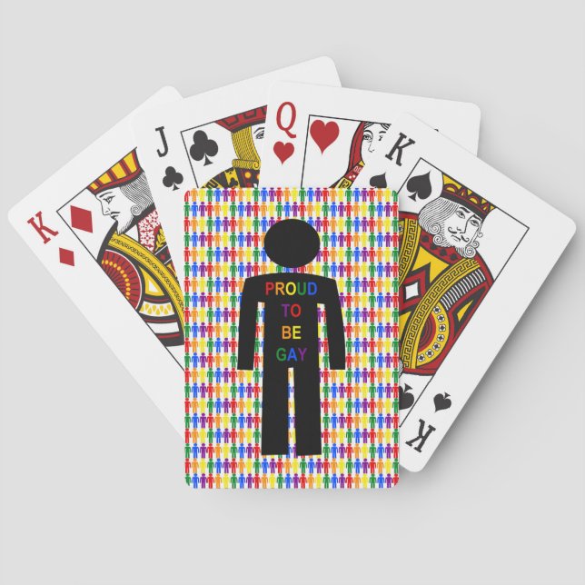 LGBTQ Gay Man Silhouette and Rainbow Men Playing Cards (Back)